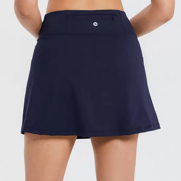 BALEAF Womens Golf Skirts High Waisted Tennis Skorts with Slit Athletic Running Skirt with Shorts and Zip PocketsNavy