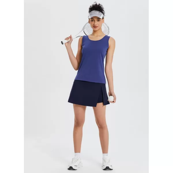 BALEAF Womens Golf Skirts High Waisted Tennis Skorts with Slit Athletic Running Skirt with Shorts and Zip PocketsNavy