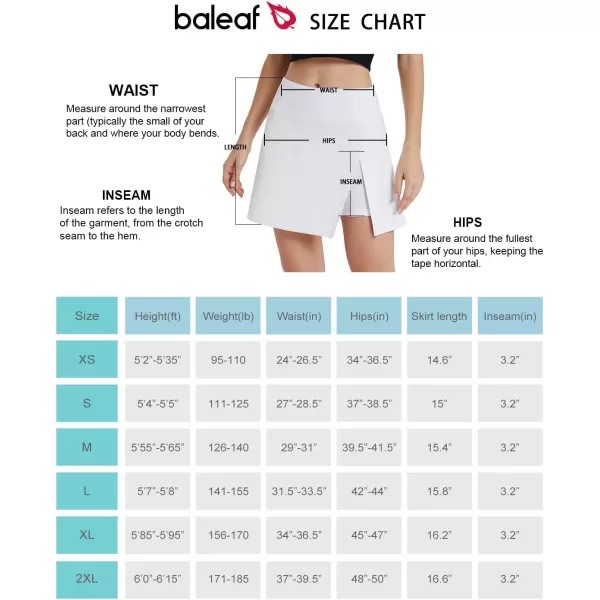 BALEAF Womens Golf Skirts High Waisted Tennis Skorts with Slit Athletic Running Skirt with Shorts and Zip PocketsWhite