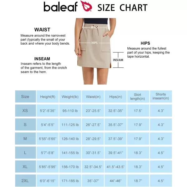 BALEAF Womens Golf Skort 18 Knee Length Skirt with Biker Shorts Pockets Stretch Elastic Waist for Tennis HikingKhaki