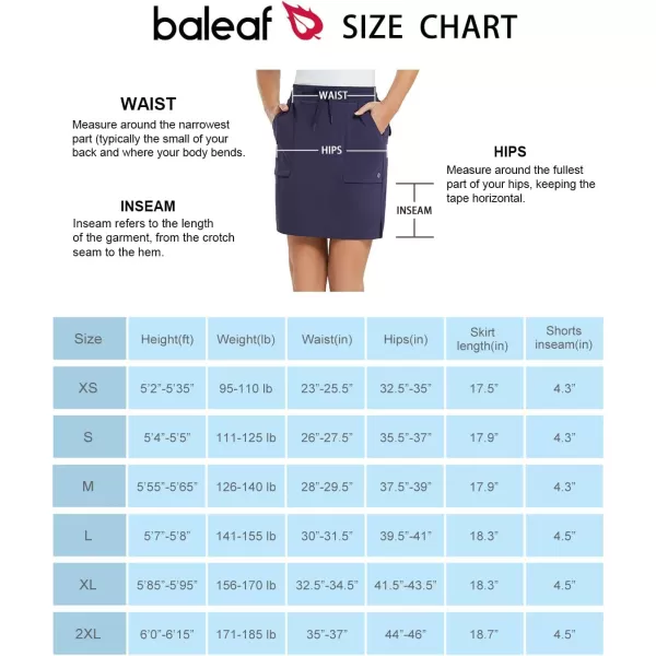 BALEAF Womens Golf Skort 18 Knee Length Skirt with Biker Shorts Pockets Stretch Elastic Waist for Tennis HikingNavy