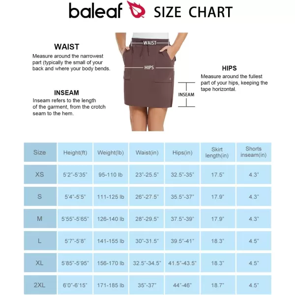 BALEAF Womens Golf Skort 18 Knee Length Skirt with Biker Shorts Pockets Stretch Elastic Waist for Tennis HikingPuce