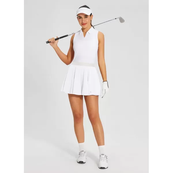 BALEAF Womens Golf Skorts Skirts with Shorts 14 Pleated Tennis Skirts Athletic PocketsWhite