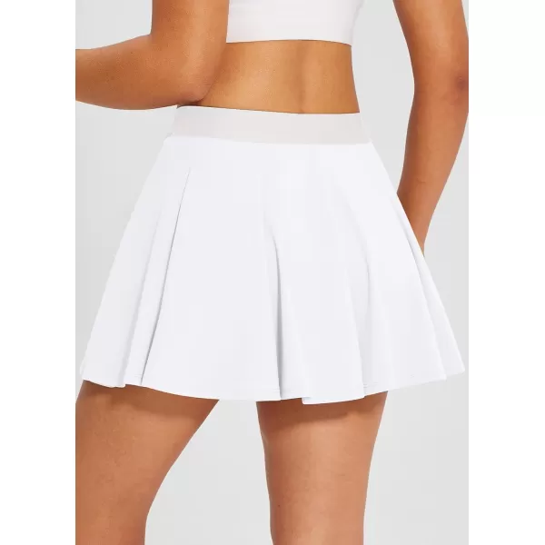 BALEAF Womens Golf Skorts Skirts with Shorts 14 Pleated Tennis Skirts Athletic PocketsWhite