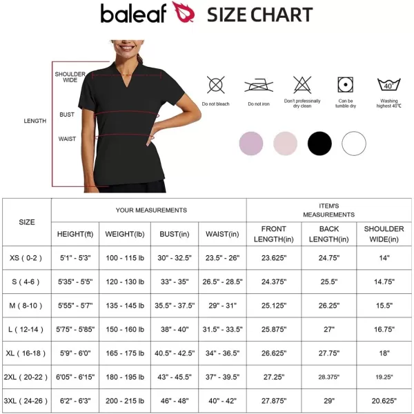 BALEAF Womens Golf Tennis Shirts VNeck Lightweight Quick Dry UPF 50 Sun Protection Short Sleeve Polo Shirts CollarlessBlack