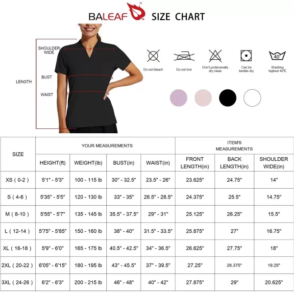 BALEAF Womens Golf Tennis Shirts VNeck Lightweight Quick Dry UPF 50 Sun Protection Short Sleeve Polo Shirts CollarlessBlack