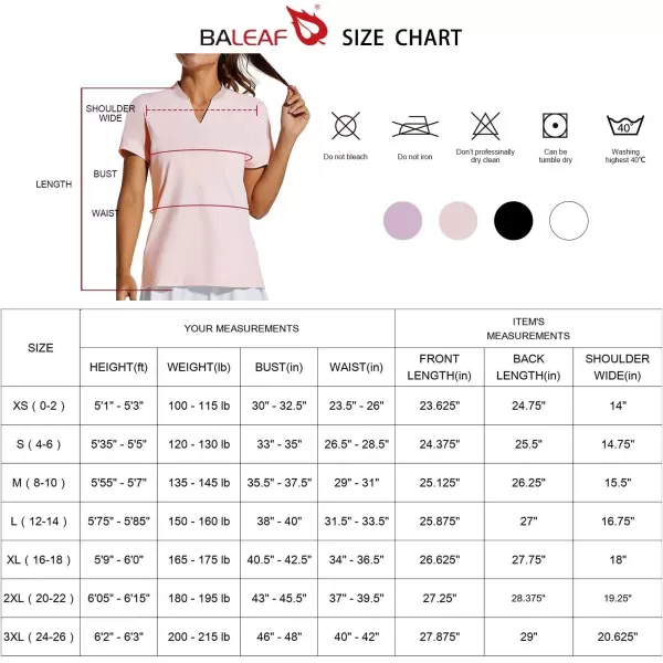 BALEAF Womens Golf Tennis Shirts VNeck Lightweight Quick Dry UPF 50 Sun Protection Short Sleeve Polo Shirts CollarlessPink