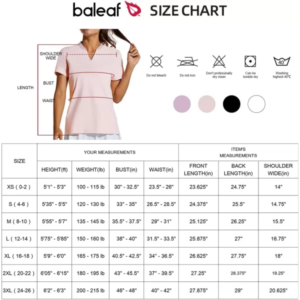 BALEAF Womens Golf Tennis Shirts VNeck Lightweight Quick Dry UPF 50 Sun Protection Short Sleeve Polo Shirts CollarlessPink