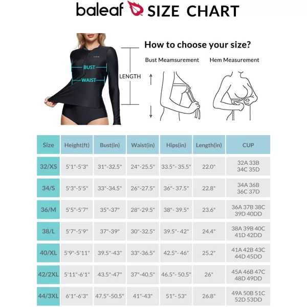 BALEAF Womens Half Zip Rash Guard Built in Bra UV SPF 50 Sun Protection Swim Shirts Tops Long Sleeve RashguardBlack