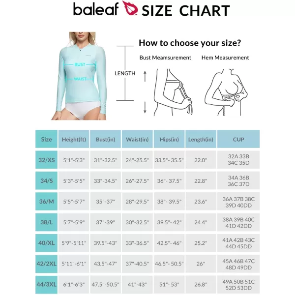 BALEAF Womens Half Zip Rash Guard Built in Bra UV SPF 50 Sun Protection Swim Shirts Tops Long Sleeve RashguardGreen