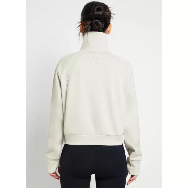 BALEAF Womens Half Zip Sweatshirt Fleece Pullover Long Sleeve Stand Collar Crop Sweatshirts with Pockets Thumb HoleOatmeal