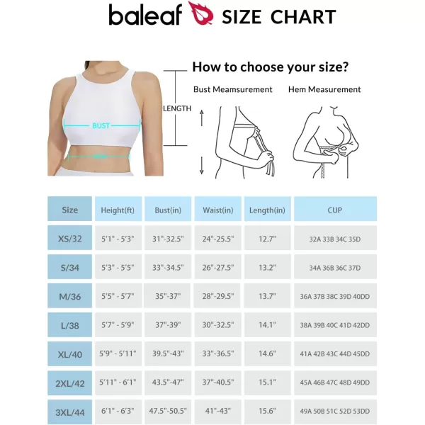 BALEAF Womens High Neck Swim Top Sporty Raceback Bra Modest Bathing Suit with Builtin Bra Crop Tops Under Rash GuardWhite