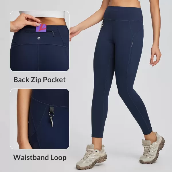 BALEAF Womens High Waist Leggings with 3 Pocket Ultra Soft Tummy Control Pants for Workout Hiking Athletic Yoga OutdoorNavy