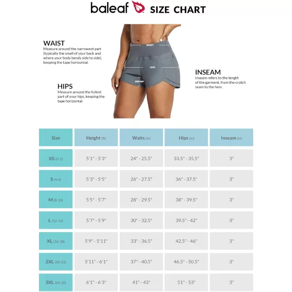 BALEAF Womens High Waisted Athletic Running Shorts with Liner 3 Workout Sports Shorts Quick DryBgrey