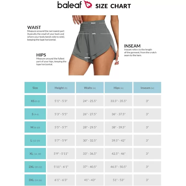 BALEAF Womens High Waisted Athletic Running Shorts with Liner 3 Workout Sports Shorts Quick DryGrey