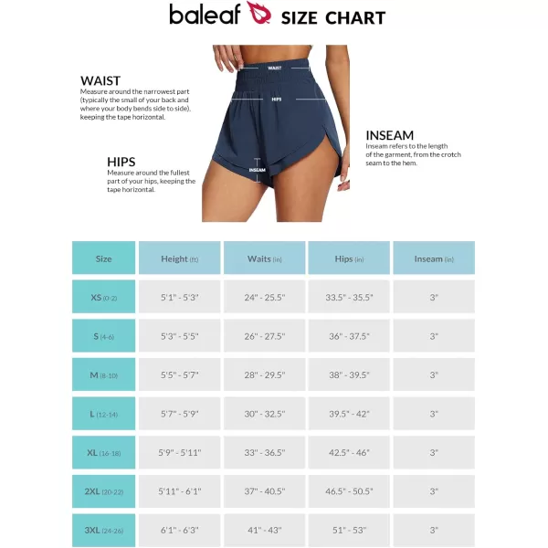 BALEAF Womens High Waisted Athletic Running Shorts with Liner 3 Workout Sports Shorts Quick DryNavy