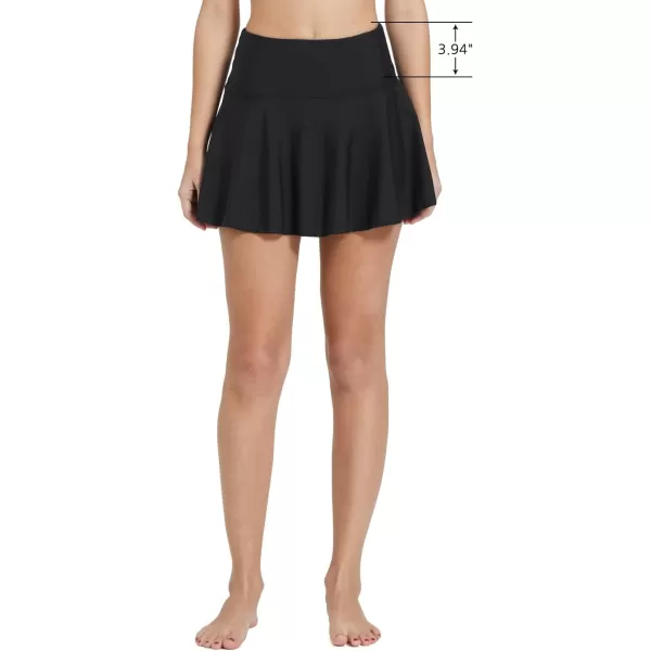 BALEAF Womens High Waisted Swim Skirt Bikini Tankini Bottom with Side PocketBlack 197 Higher on Waist