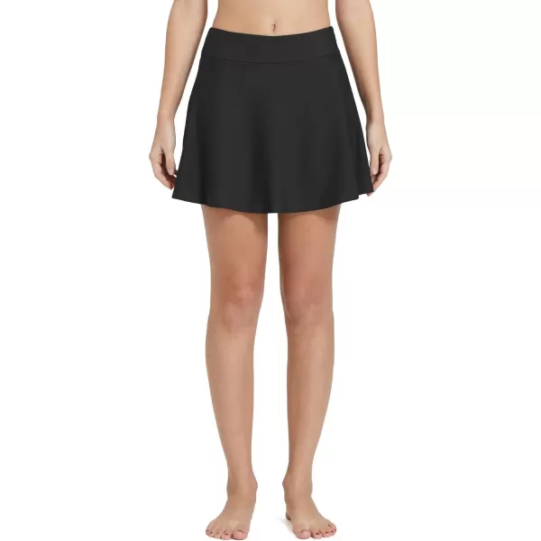 BALEAF Womens High Waisted Swim Skirt Bikini Tankini Bottom with Side PocketBlack