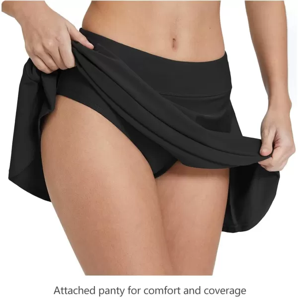 BALEAF Womens High Waisted Swim Skirt Bikini Tankini Bottom with Side PocketBlack