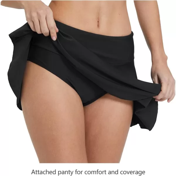 BALEAF Womens High Waisted Swim Skirt Bikini Tankini Bottom with Side PocketBlack Add 197 in Waisthigh