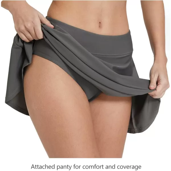 BALEAF Womens High Waisted Swim Skirt Bikini Tankini Bottom with Side PocketGrey