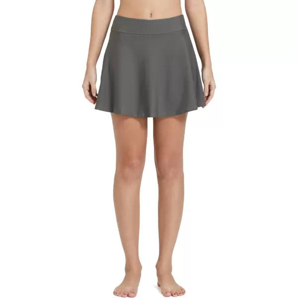 BALEAF Womens High Waisted Swim Skirt Bikini Tankini Bottom with Side PocketGrey