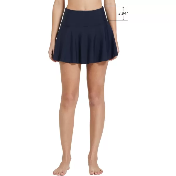 BALEAF Womens High Waisted Swim Skirt Bikini Tankini Bottom with Side PocketNavy 197 Higher on Waist