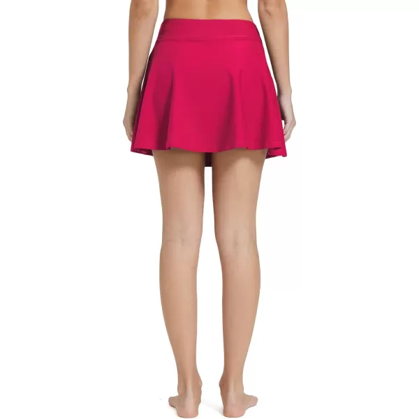 BALEAF Womens High Waisted Swim Skirt Bikini Tankini Bottom with Side PocketRose Red