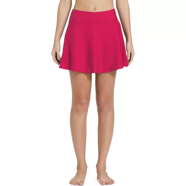 BALEAF Womens High Waisted Swim Skirt Bikini Tankini Bottom with Side PocketRose Red