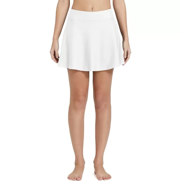 BALEAF Womens High Waisted Swim Skirt Bikini Tankini Bottom with Side PocketWhite