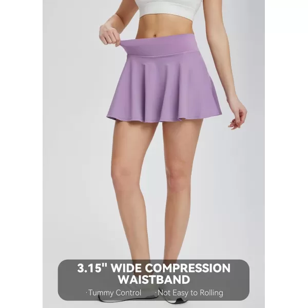 BALEAF Womens High Waisted Tennis Skirts Tummy Control Pleated Golf Skorts Skirts for Women with Shorts PocketsPurple2 Side Pockets