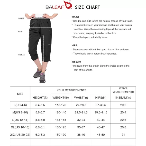 BALEAF Womens Hiking Cargo Capris Outdoor Lightweight Water Resistant Pants UPF 50 Zipper Pockets02blackcapri