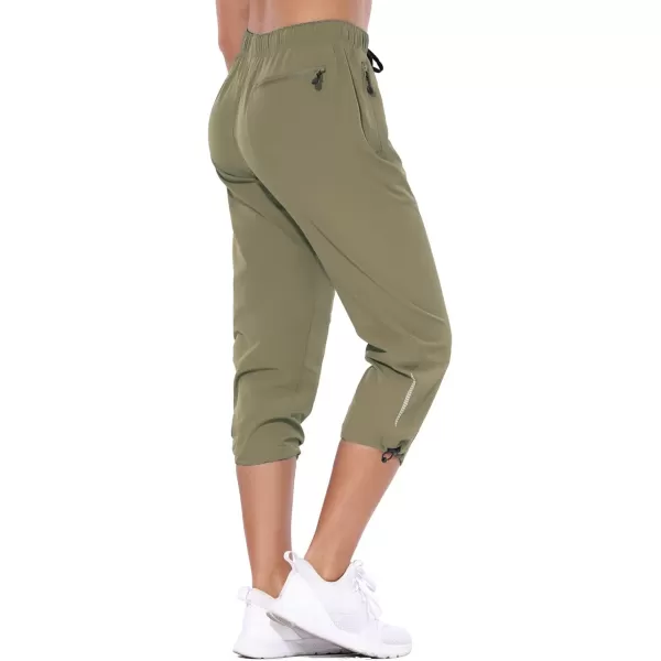 BALEAF Womens Hiking Cargo Capris Outdoor Lightweight Water Resistant Pants UPF 50 Zipper Pockets02light Greencapri