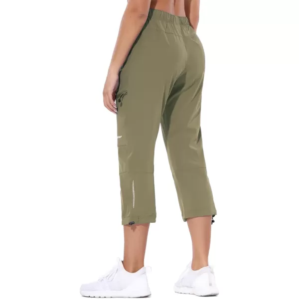 BALEAF Womens Hiking Cargo Capris Outdoor Lightweight Water Resistant Pants UPF 50 Zipper Pockets02light Greencapri