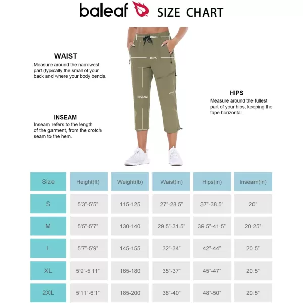 BALEAF Womens Hiking Cargo Capris Outdoor Lightweight Water Resistant Pants UPF 50 Zipper Pockets02light Greencapri