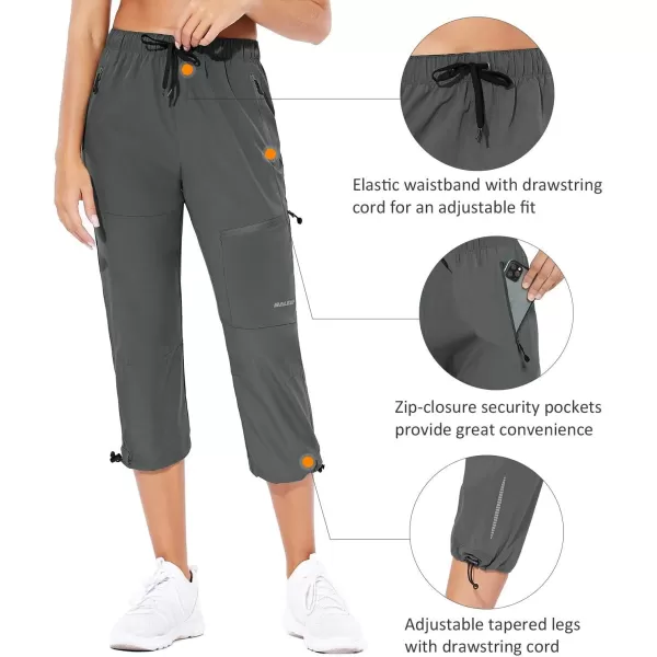 BALEAF Womens Hiking Cargo Capris Outdoor Lightweight Water Resistant Pants UPF 50 Zipper Pockets02steel Graycapri