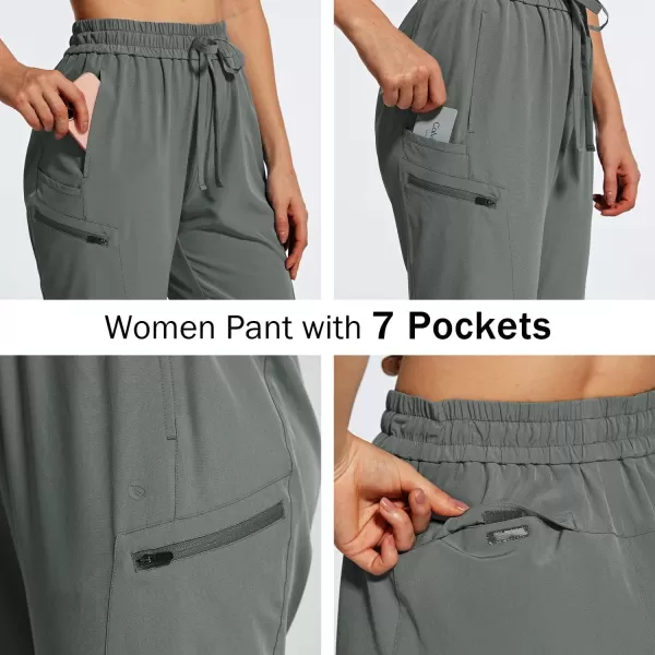 BALEAF Womens Hiking Cargo Pants Lightweight Sports Pants with 7 Pockets Zippered Quick Dry UPF 50 Tapered JoggersGray