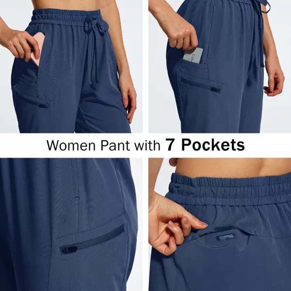 BALEAF Womens Hiking Cargo Pants Lightweight Sports Pants with 7 Pockets Zippered Quick Dry UPF 50 Tapered JoggersNavy Blue