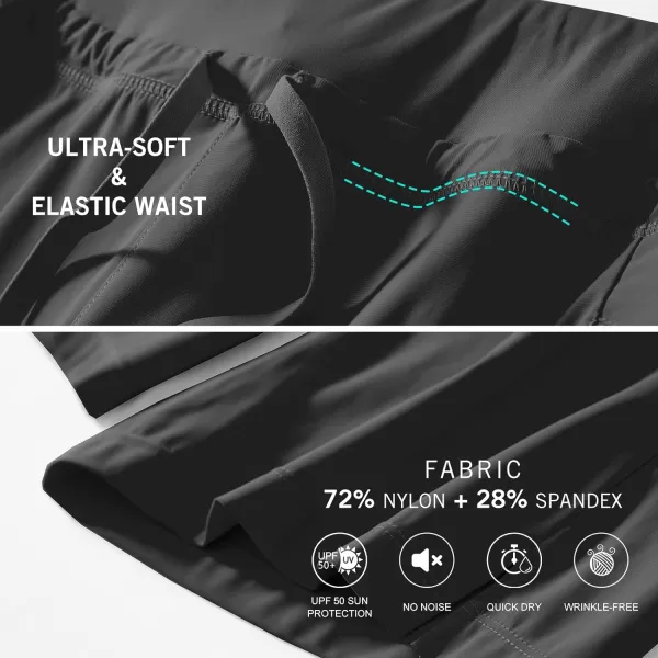 BALEAF Womens Hiking Long Shorts 9 Quick Dry Bermuda Cargo for Curvy Lightweight Pockets9 Inch Black