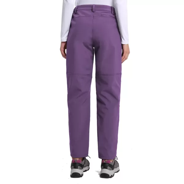 BALEAF Womens Hiking Pants Fleece Lined Waterproof Cold Weather insulated Ski Snow Pant Warm Winter Soft ShellB05purple