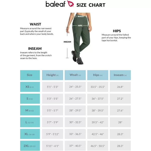 BALEAF Womens Hiking Pants High Waisted Water Resistant Joggers with Zipper Pockets Lightweight Quick Dry OutdoorArmy Green