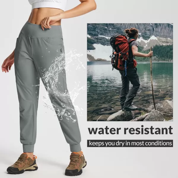 BALEAF Womens Hiking Pants High Waisted Water Resistant Joggers with Zipper Pockets Lightweight Quick Dry OutdoorDark Grey