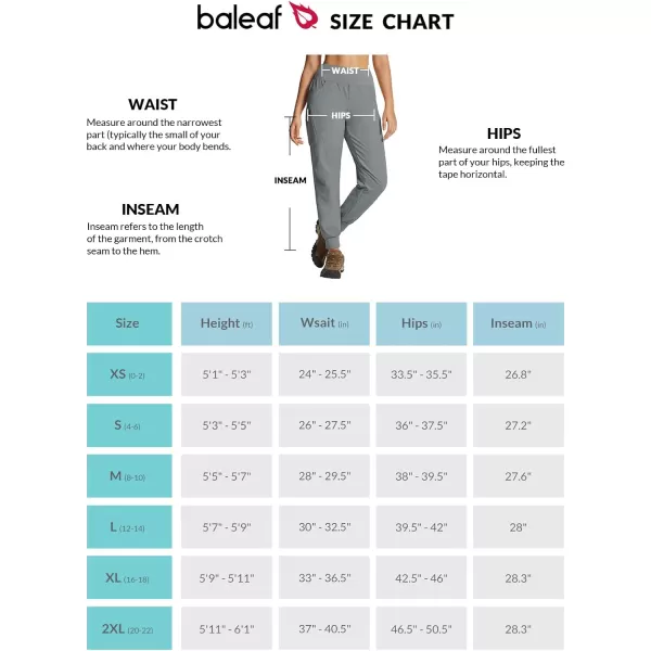 BALEAF Womens Hiking Pants High Waisted Water Resistant Joggers with Zipper Pockets Lightweight Quick Dry OutdoorDark Grey