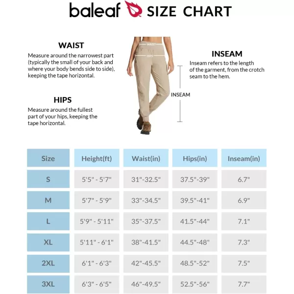 BALEAF Womens Hiking Pants High Waisted Water Resistant Joggers with Zipper Pockets Lightweight Quick Dry OutdoorKhaki