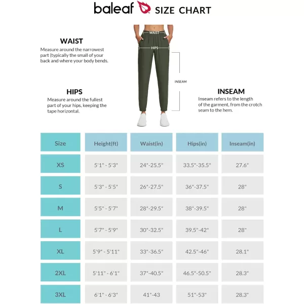 BALEAF Womens Hiking Pants Joggers Workout Athletic Lightweight Quick Dry Zipper PocketsArmy Green01