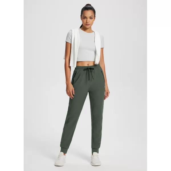 BALEAF Womens Hiking Pants Joggers Workout Athletic Lightweight Quick Dry Zipper PocketsArmy Green02