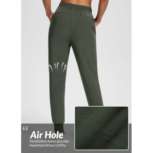 BALEAF Womens Hiking Pants Joggers Workout Athletic Lightweight Quick Dry Zipper PocketsArmy Green02