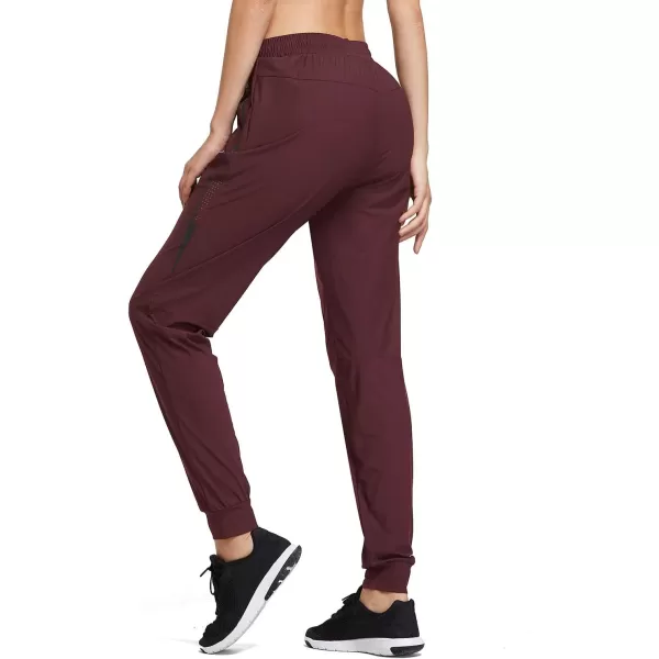 BALEAF Womens Hiking Pants Joggers Workout Athletic Lightweight Quick Dry Zipper PocketsDark Red