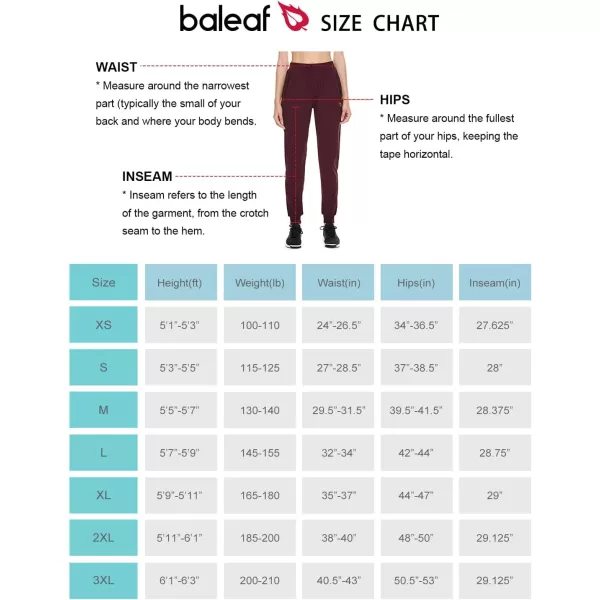 BALEAF Womens Hiking Pants Joggers Workout Athletic Lightweight Quick Dry Zipper PocketsDark Red