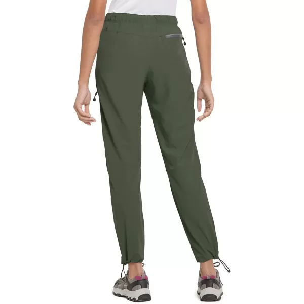 BALEAF Womens Hiking Pants Quick Dry Lightweight Water Resistant Elastic Waist Cargo Pants for All SeasonsArmy Green